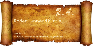 Roder Annamária névjegykártya